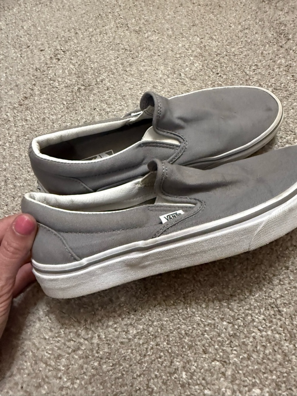 Vans Slip-On Canvas Loafers in Gray and White